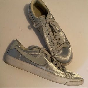 Nike Satin Court Sneakers in Platinum SZ 8